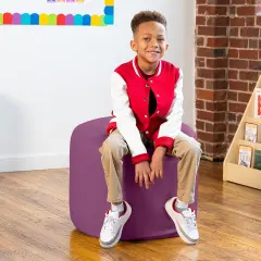 Mallo Modular Pouf Classroom Bean Bag Seat, Premium Vinyl - Submarine Grey Purple