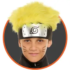 Naruto Hidden Leaf Adult Costume Headband With Hair