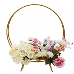 Wedding Cake Stand Golden Double Hoop Flower Rack Floral Hoop Arch Decor 80cm