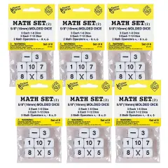Whole Number Dice Set, 8 Per Pack, 6 Packs