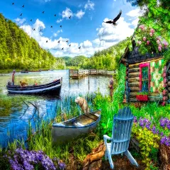 Sunsout Cottage at the Lake 550 pc Jigsaw Puzzle 30159