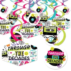 Big Dot of Happiness Through the Decades - 50s, 60s, 70s, 80s, and 90s Party Hanging Decor - Party Decoration Swirls - Set of 40