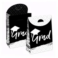 Big Dot of Happiness Black and White Grad Best is Yet to Come Graduation Gift Favor Bags Party Goodie Boxes Set of 12