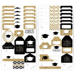 Big Dot of Happiness Tassel Worth The Hassle - Gold - Assorted Graduation Party Gift Tag Labels - To and From Stickers - 12 Sheets - 120 Stickers