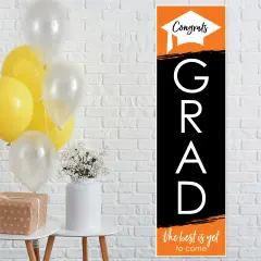 Big Dot of Happiness Orange Graduation Party Door Decoration - Vertical Banner