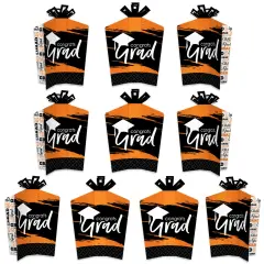 Big Dot of Happiness Orange Graduation Table Decorations - Party Fold and Flare Centerpieces - 10 Count
