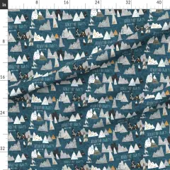 Various Fabrics by the Yard or Fat Quarter Adventure Awaits Regular Boy Mountain Teal Dark Blue Wilderness Custom Printed Fabric by Spoonflower