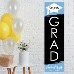 Big Dot of Happiness Light Blue Graduation Party Door Decoration - Vertical Banner