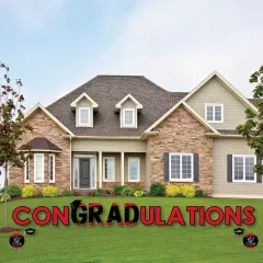 Big Dot of Happiness Red Graduation Party Yard Signs - Outdoor Lawn Decorations - ConGRADulations