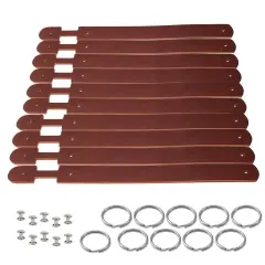 Blank Leather Keychains &ndash; DIY Engraving Kit, Pack of 10 (&frac34;" x 4.5") Mahogany