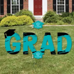 Big Dot of Happiness Teal Graduation Party Yard Signs - Outdoor Lawn Decorations - GRAD