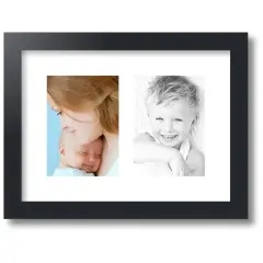 ArtToFrames Collage Photo Picture Frame with 2 - 5x7 inch Openings, Framed in Black with Over 62 Mat Color Options and Regular Glass (CSM-3926-35)