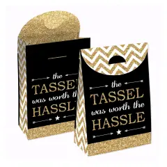 Big Dot of Happiness Tassel Worth The Hassle - Gold - Graduation Gift Favor Bags - Party Goodie Boxes - Set of 12