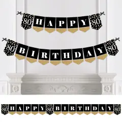 Big Dot of Happiness Adult 80th Birthday - Gold - Birthday Party Bunting Banner - Gold Party Decorations - Happy Birthday