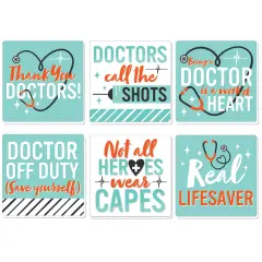 Big Dot of Happiness Thank You Doctors - Funny Doctor Appreciation Week Decorations - Drink Coasters - Set of 6