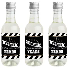 Big Dot of Happiness Happy Retirement - Mini Wine and Champagne Bottle Label Stickers - Retirement Party Favor Gift for Women and Men - Set of 16