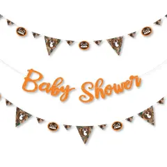 Big Dot of Happiness Gone Hunting - Deer Hunting Camo Baby Shower Letter Banner Decoration - 36 Banner Cutouts and Baby Shower Banner Letters