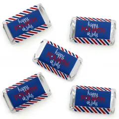 Big Dot of Happiness 4th of July - Mini Candy Bar Wrapper Stickers - Independence Day Small Favors - 40 Count