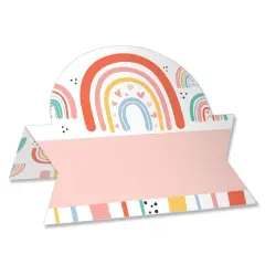 Big Dot of Happiness Hello Rainbow - Boho Baby Shower and Birthday Party Tent Buffet Card - Table Setting Name Place Cards - Set of 24