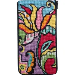 Stitch & Zip Needlepoint Eyeglass Case Kit - SZ490 Modern Tulip Multicolor