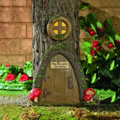 Fun Express Christmas Garden Gnome Home Door in a Tree Art Pieces Outdoor Yard Decor