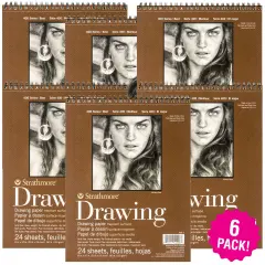 Multipack of 6 - Strathmore Medium Drawing Spiral Paper Pad 8"X10"-24 Sheets