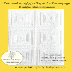 Textured Anaglypta Paper for Decoupage - Quilt Squares Design