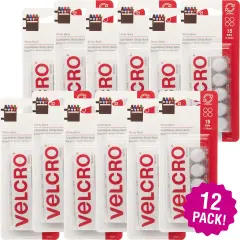 Multipack of 12 - VELCRO(R) Brand Sticky Back Coins .625" 15/Pkg-White