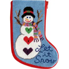 Stitch & Zip Let It Snow Snowman Mini Stocking Needlepoint Kit Multicolor