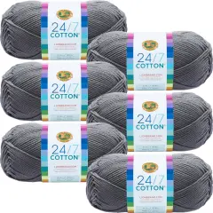 (6 Pack) Lion Brand 24/7 Cotton Yarn - Silver