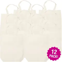 Multipack of 12 - Canvas Tote Bag 14"X4"X16"-Natural