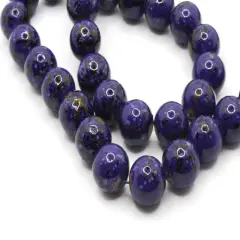 40 10mm Blue with Black and Brown Splatter Paint Round Glass Beads