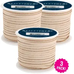 Multipack of 3 - Realeather Crafts Suede Lace .125"X25yd Spool-Beige