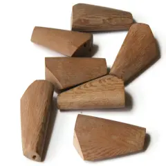 7 41mm Smooth Brown Vintage Wood Abstract Polygon Beads