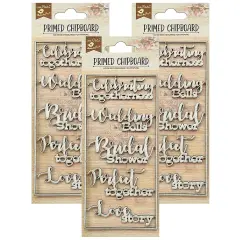 Pack of 3 - Little Birdie Laser Cut Primed Chipboard 1/Pkg-Wedding Bells