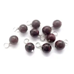 Garnet 6mm Bead Dangles, Small Gemstone Charms, 10 pieces, Adorabilities