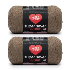 Red Heart Super Saver Jumbo Cafe Latte Yarn - 2 Pack of 396g/14oz - Acrylic - 4 Medium (Worsted) - 744 Yards - Knitting/Crochet