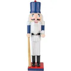 Ornativity Baseball Nutcracker 15" - Baseball Player with White Pin Stripe Uniform and Bat Holiday Decor Nutcracker