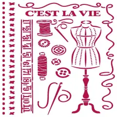 Stamperia Stencil G 8.27"X11.69"-Threads Couture, Romantic