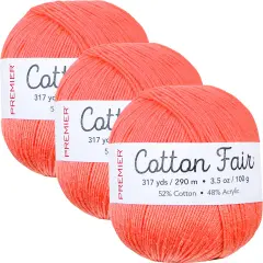 Multipack of 3 - Premier Yarns Cotton Fair Solid Yarn-Bright Peach