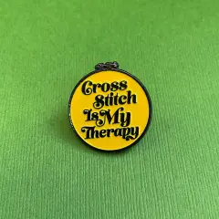 Cross Stitch is My Therapy Soft Enamel Pin 1"