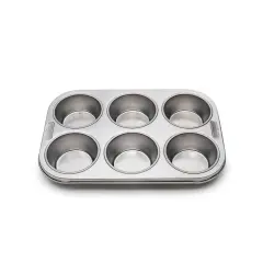 Fox Run 4867 Muffin Cupcake Bakeware Pan Stainless Steel 6 Cup