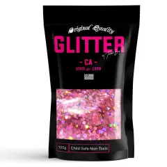 3mm HEARTS Pink Premium Glitter Multi Purpose Dust Powder 50g / 1.75oz for use with Arts & Crafts Wine Glass Decoration Weddings Cards Flowers Cosmetic Face Body (Packaging May Vary)