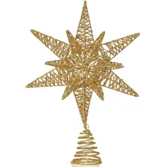 Ornativity Gold Star Tree Topper &ndash; Christmas Gold 3D Glitter Star Ornament Treetop Decoration for Large Tree