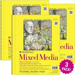 Multipack of 3 - Strathmore Mixed Media Vellum Spiral Paper Pad 9"X12"-40 Sheets