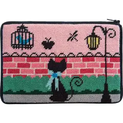 Stitch & Zip Needlepoint Purse Kit- Kitty Kat Multicolor
