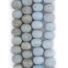 The Bead Chest&reg; Ancient Style Java Glass Beads, 24+ Inch Strand, 11mm Beads, Available in 13 Colors Baby Blue
