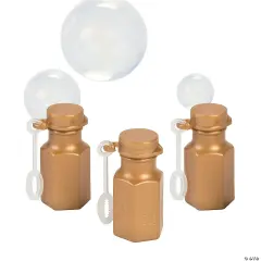 Bulk 48 Pc. Mini Hexagon Bubble Bottles Gold