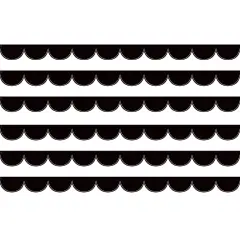 Black with White Scalloped Die-Cut Border Trim, 35 Feet Per Pack, 6 Packs