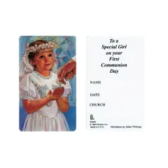 Roman Club Pack Of 50 Girl's First Communion Keepsake Cards #95499 White